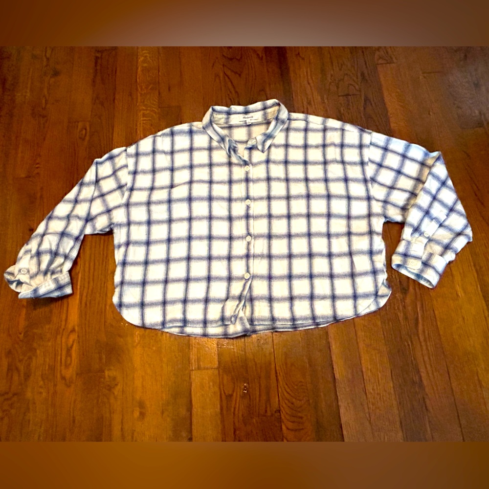 Madewell Lightweight Flannel Crop Button Down Large